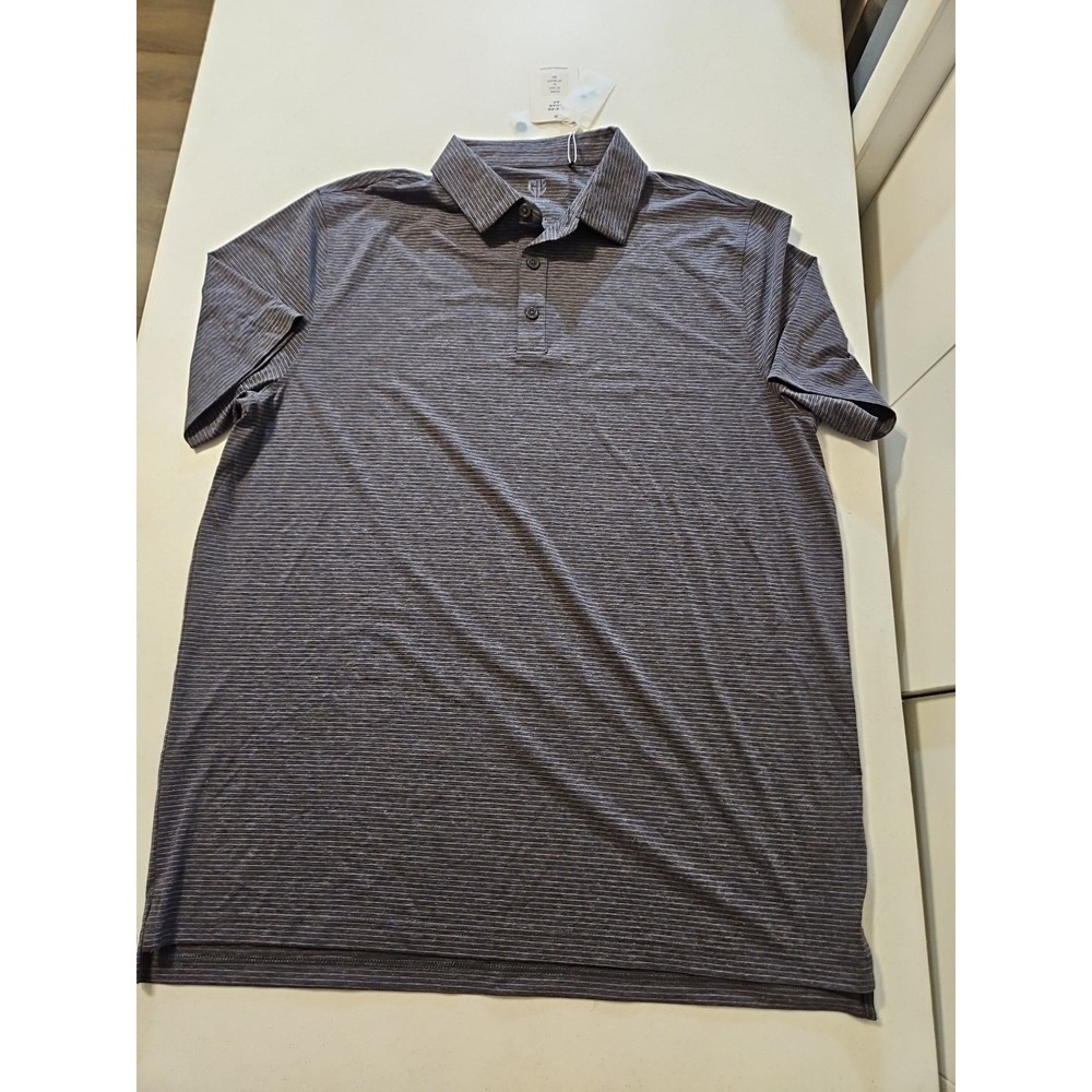 Graham Luxe Soare XL Golf Polo Shirt Jet Black Striped Pullover (A1168)